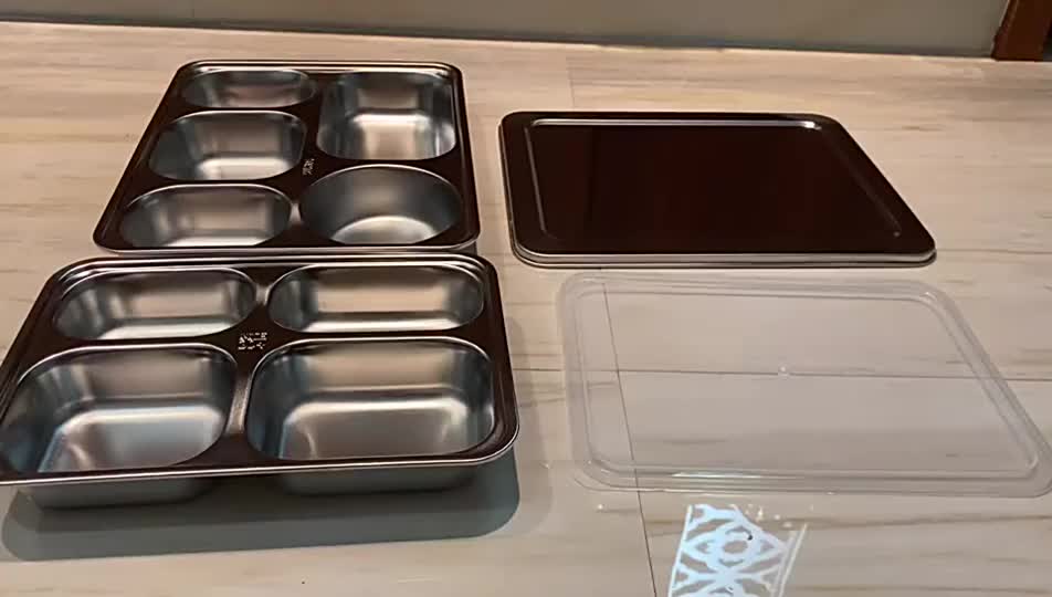 Kotak Makan 4 Sekat Stainless Food Tray with Lid Piring Makan Stainless