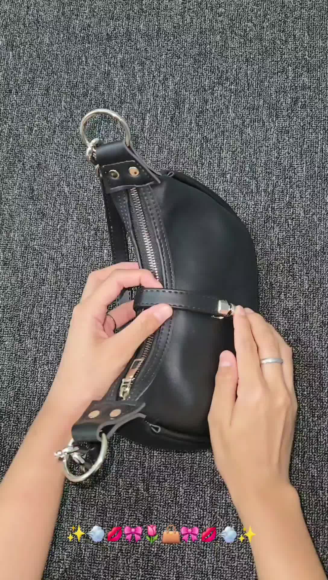 Tas Wanita Selempang Bahu Sabit Mewah dan Elegan+Penutup Kulit Hitam tas  sakuya