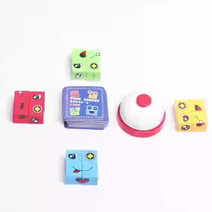 (kotak kertas+bel) Mainan Anak Susun Ekspresi Muka Mainan Puzzle Anak Family Game Permainan Toys Blok Kubus SNI