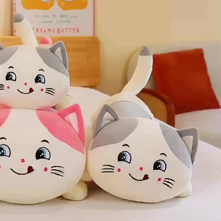 Boneka Bantal Guling Kucing Lying 50cm Bahan Plush Premium Mainan Anak Kado - Toys, Dolls