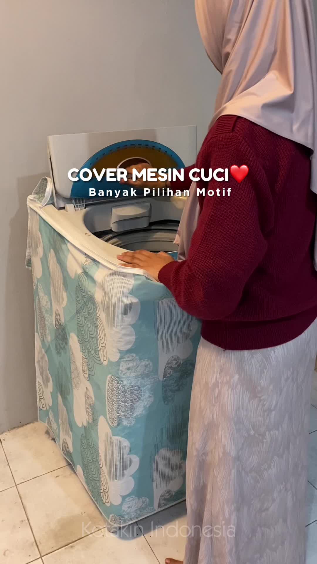 Cover Mesin Cuci Bukaan Atas 1 Tabung Sarung Pelindung Bahan Plastik PEVA Tebal Merk KOTAKIN