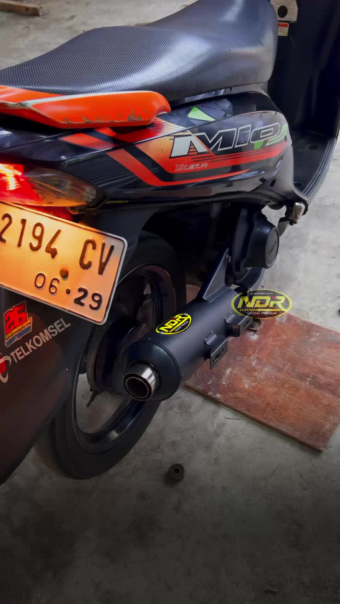 NDR RACING PREMIUM V1STR - Knalpot Tsukigi Standar Racing Suara Ngebass Adem PNP Untuk Mio J, Soul Gt 115, & Fino 115 Motorcycle