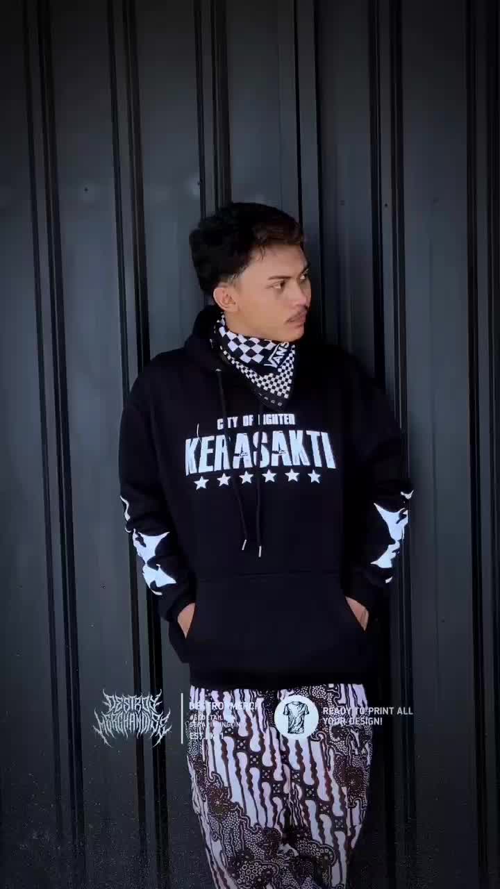 Hoodie Kerasakti city of fighter sablon Menyala