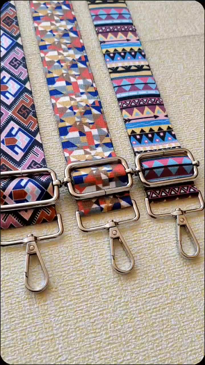 Bag Straps & Chains [POLYKATUN ZR-38] LONGSTRAP MOTIF PRINT/TALI TAS POLYKATUN LEBAR 3,8CM CANTOLAN NIKEL SILVER TEBAL PREMIUM IMPORT Nylon Sweet synthetic navy blue tali & rantai tas