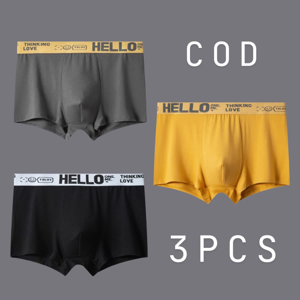 halo-[ISI3PCS]Celana Dalam Boxer Pria Pakaian dalam yang nyaman kolor  dewasa  pria-J Lembut Katun