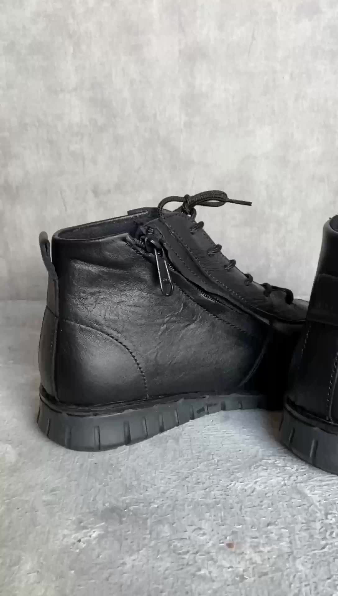 Warka CAVAN - Sepatu Boots Pria Kulit Asli Kerja Casual Formal Hitam Shoes
