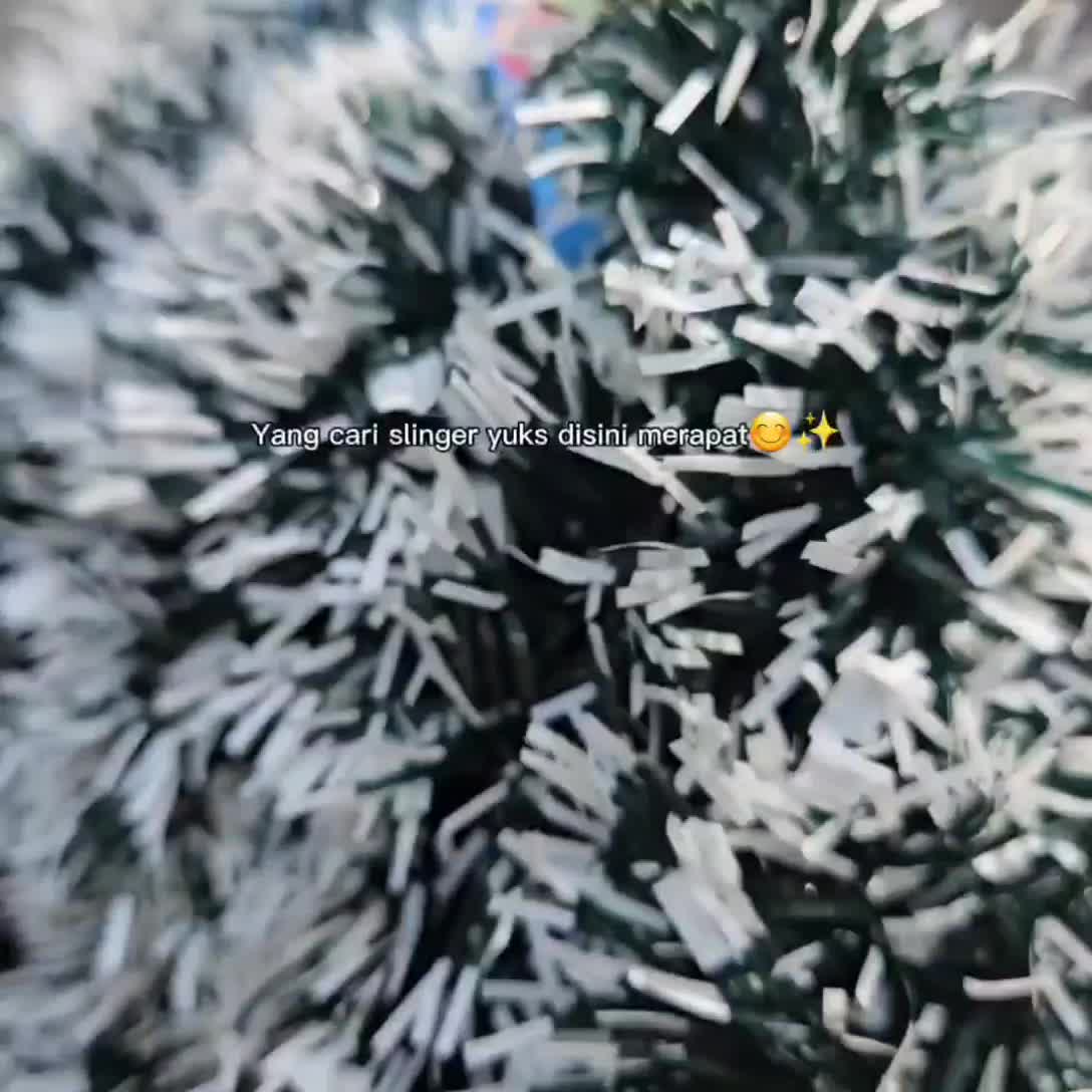 slinger hijau salju tebal 7 cm panjang 2 meter slinger Tinsel rumbai dekorasi