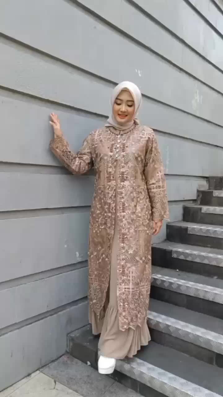 COD Realpict New Ready best Seller quality ( FREE Hijab ) Gaun Pesta Mewah Aisyah A Brand by BR"Ready Drees Pesta Terbaru premiu original Mix Payet(set outher)/Gamis Modern Tulle Terbaru /Gamis pesta dan kondangan/Gamis Modern /Kebaya modern Bordir Ceruty