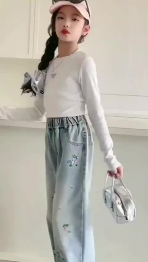 Kulot Jeans pita Anak Perempuan Korea Style Usia 7-13 Tahun / Celana Kulot Anak perempuan Bordir Fashion