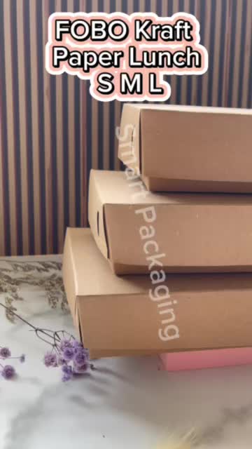 [ISI 50 PCS] FOBO Kraft Paper Lunch Box S M L / Kotak Makan Kertas Small Medium Large / Paper Box Coklat Kecil Sedang Besar / Kotak Makan Laminasi