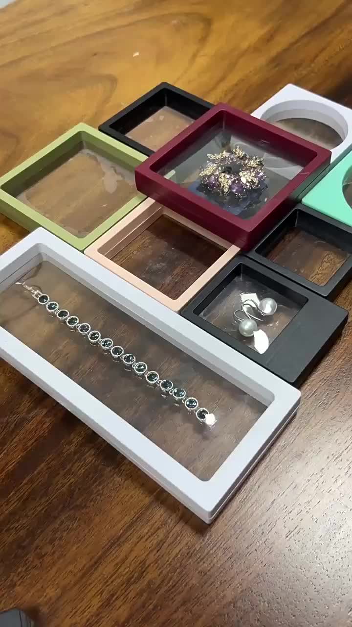 OLS Jewelry Box Bingkai Kotak Penyimpanan Aksesoris Transparan Anti Debu