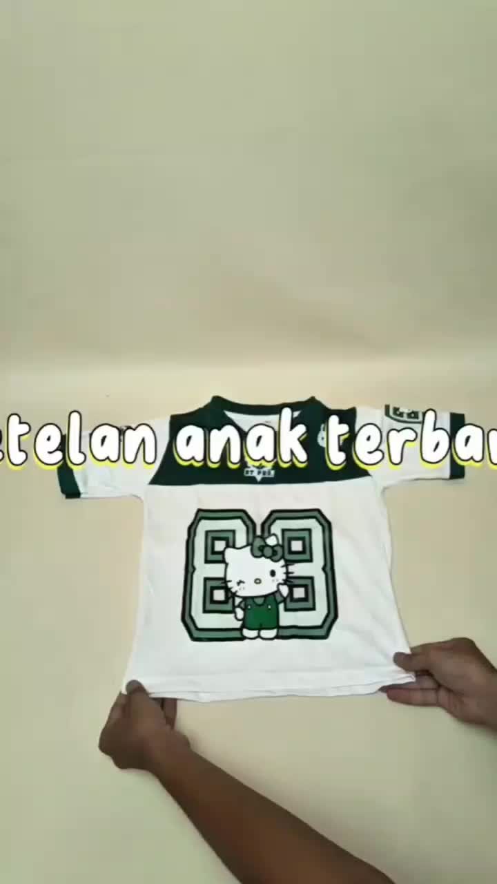 Setelan Anak Perempuan Jersey 88 Lengan Pendek Celana Cargo Usia 3-12 Tahun