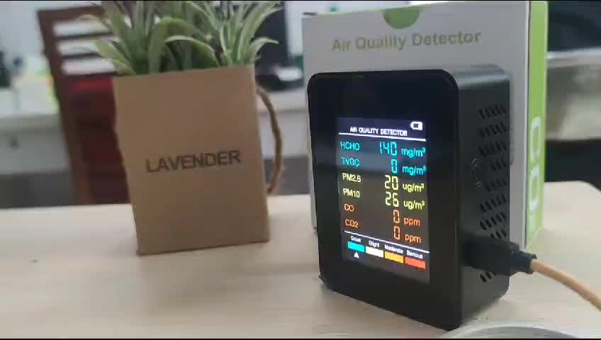 Alat Tester Kualitas Udara Air Quality Detector 6in1 kelembaban Suhu