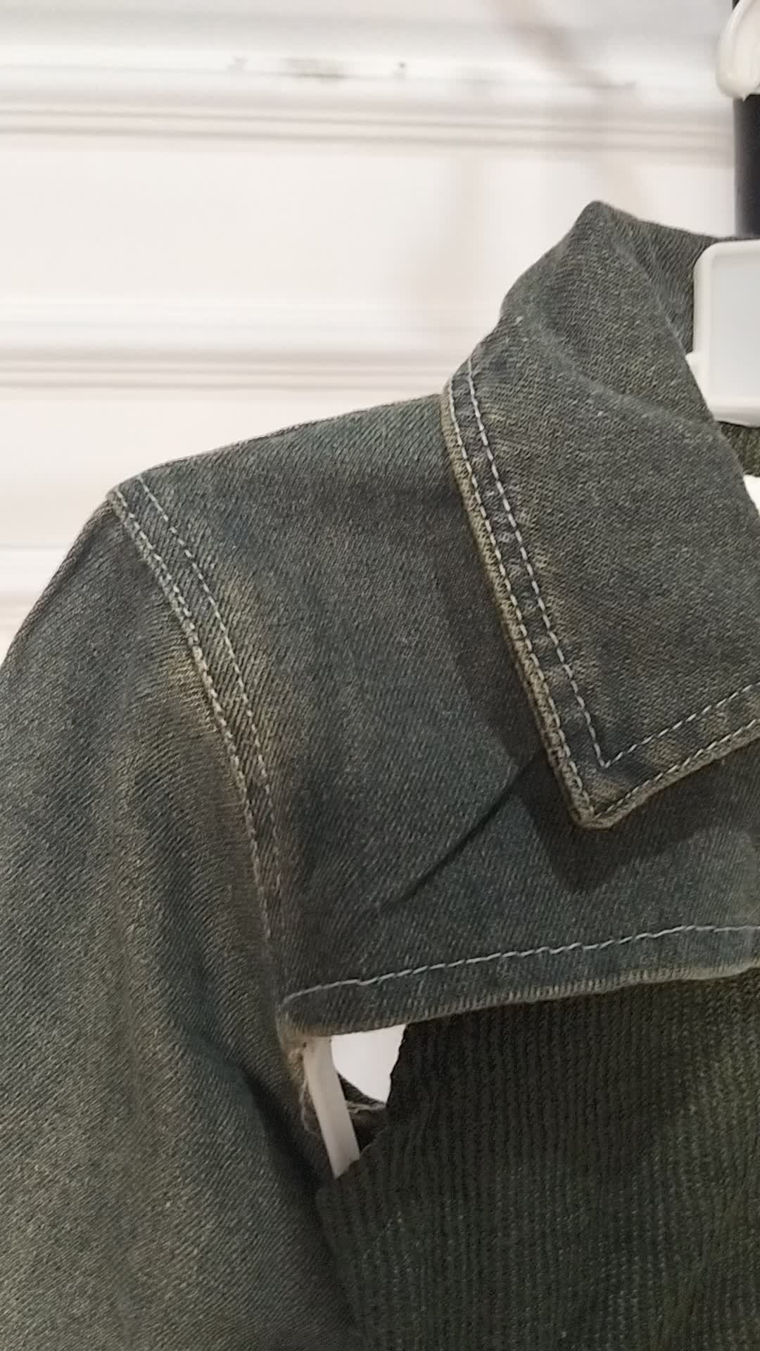 Setelan Anak Perempuan Import Jeans Jaket Crop Inner Knit Rawis Cutegirl