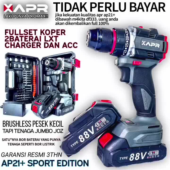 APR raja bor BATERAI TYPE AP13 PRO brushless 13mm keyles auto singgle lock accecoris premium besi beton baja sekrup baut untuk kerja profesional/ ap13