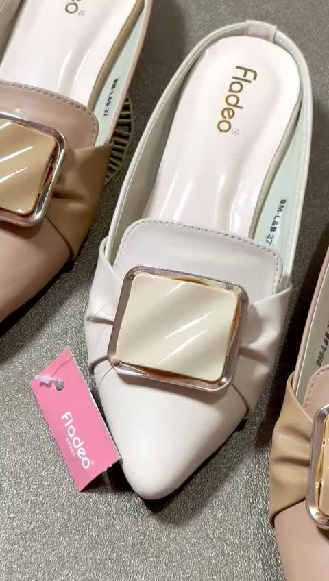 Sendal Wanita Terbaru Mules/Heels Fladeo New Pin Kotak 3cm Shoes