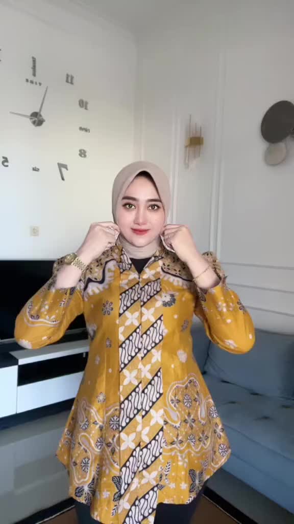 BLOUSE WANITA BATIK KAHIYANG JUMBO Katun Lengan panjang Batik Kebaya Modern Wanita Batik Kerja Wanita