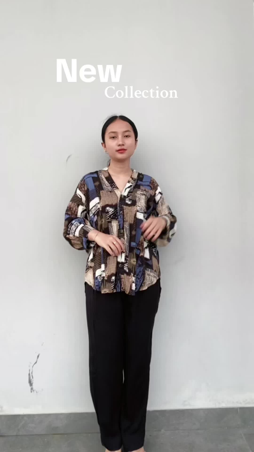 VIDYA - Setelan Ayako 3977 One Set Wanita Kancing Busui Friendly Rayon Motif Kekinian