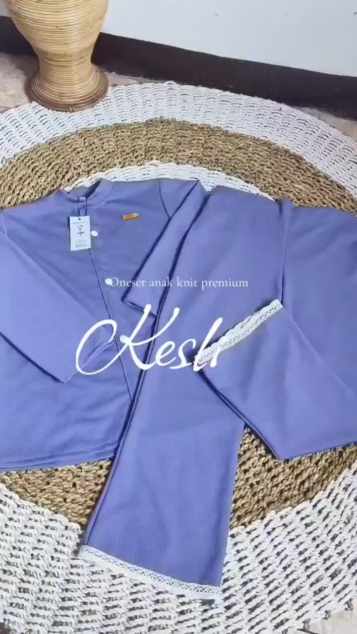 Setelan Anak Perempuan Knit One Set Baju dan Celana Cantik 3-12 Tahun