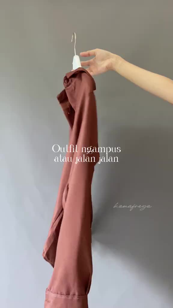 Kemeja Wanita Polos Lengan Panjang Gaya Korean Style Bahan Shakila Twill By ListaFashion