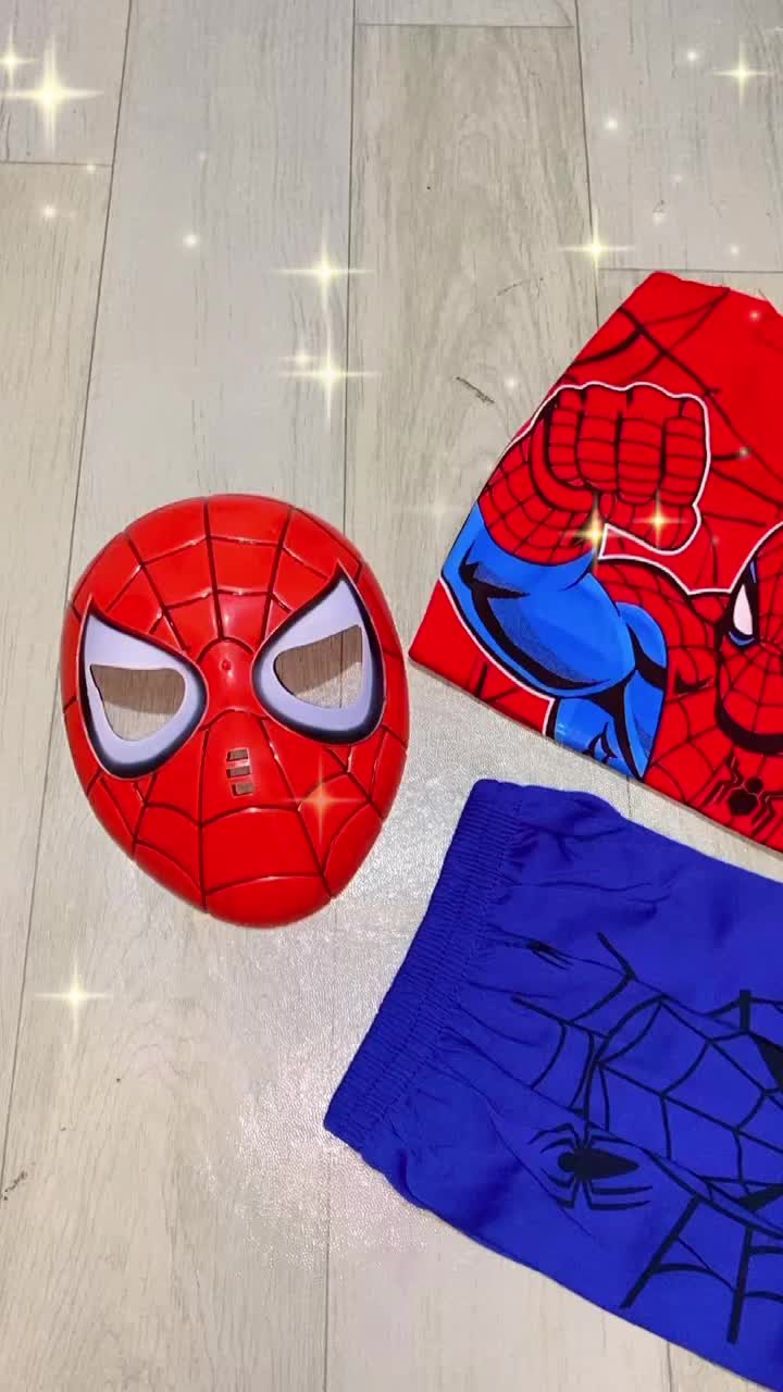 Baju Spiderman Anak Laki-Laki Setelan Spiderman Sayap Kids Ada Topeng Untuk Umur 1-10 Tahun Katun Anak-Anak Parsel Motif Fashion