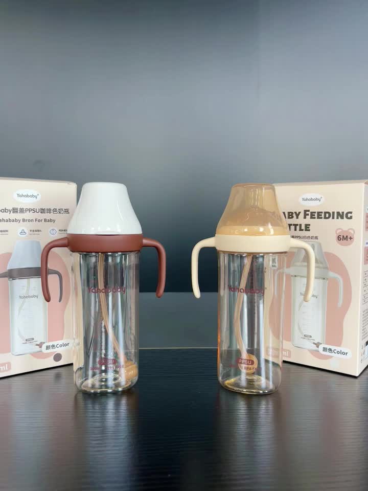 Yahababy Botol Susu 300ml Desain Leher Lebar Puting Eksentrik 45° Anti Kembung Bebas BPA Tahan Banting & Higienis Aksesori Fleksibel untuk 6Bln+