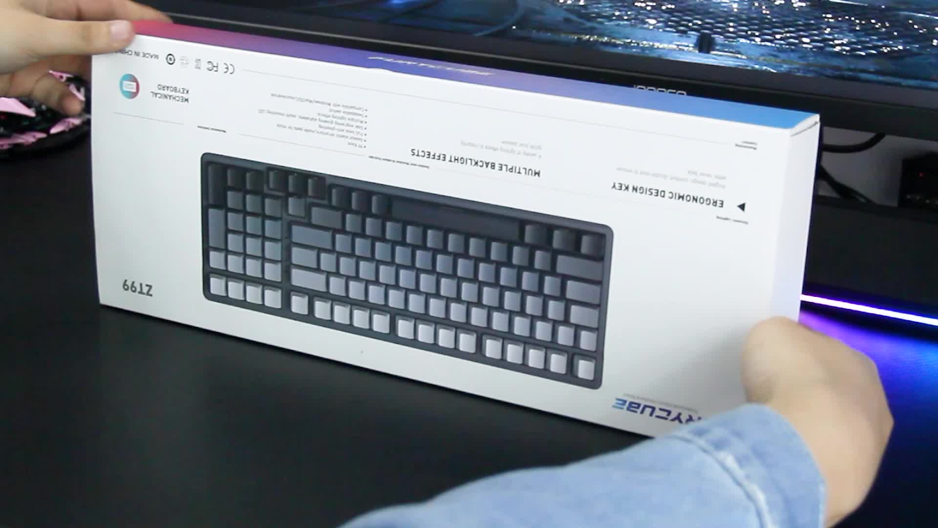 ZIFRIEND ZT99 Keyboard Mekanik Ukiran Samping Gradien 99 Tombol Sakelar Perak yang Dapat Ditukar Panas Lampu RGB & Putih Keyboard Gaming Komputer Berkabel/2.4G USB/Bluetooth Mendukung Win/Mac
