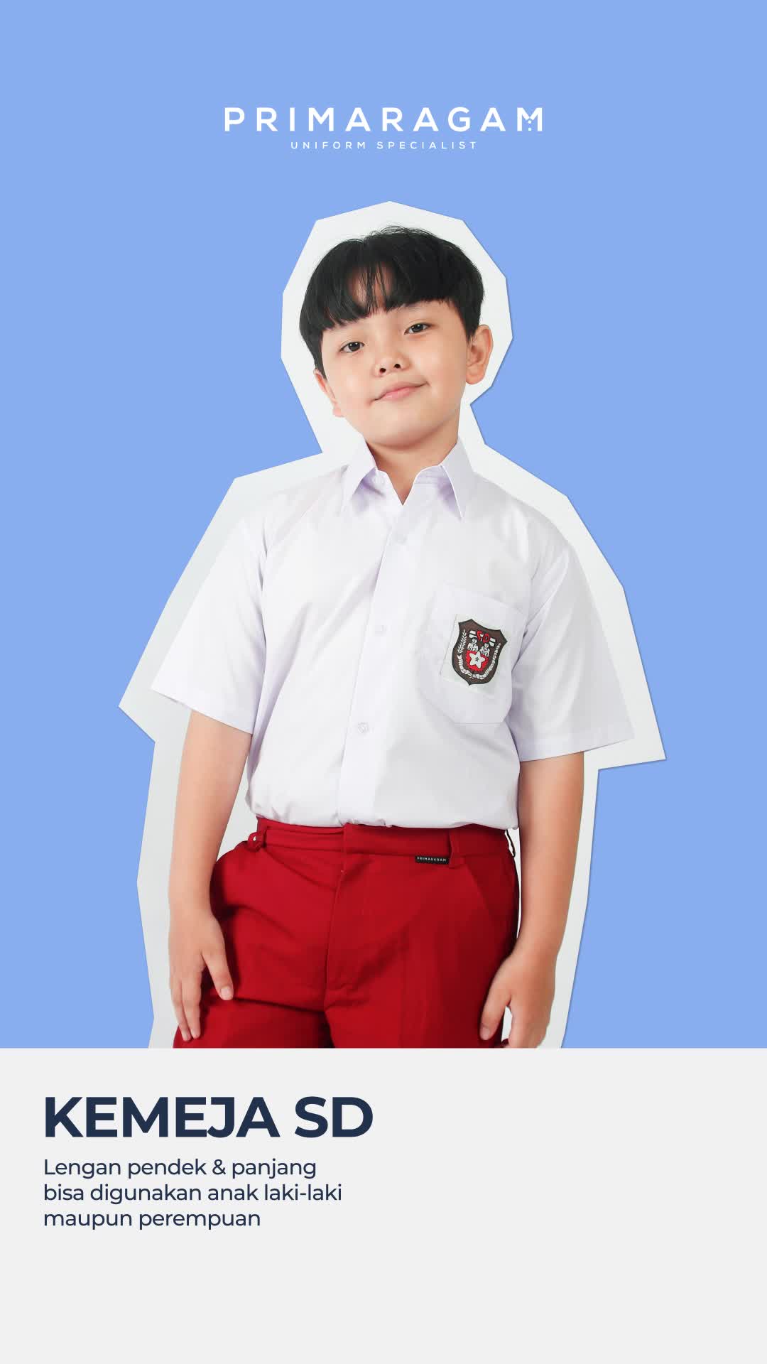 Primaragam Baju Seragam Sekolah Sd Laki Laki Perempuan Putih Lengan Pendek Kemeja Putra Putri