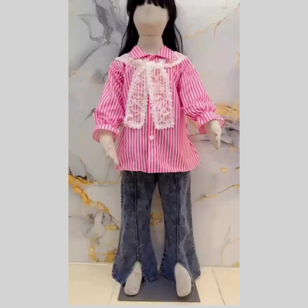 Lily set jeans anak perempuan usia 3 - 10 tahun setelan viral anak impor celana jins cutbray set anak terbaru 2024 set syal bisa lepas pasang anak tangung jumbo oversize set anak termurah kekinian set jeans anak perempuan premium - COD Fashion Baju Motif