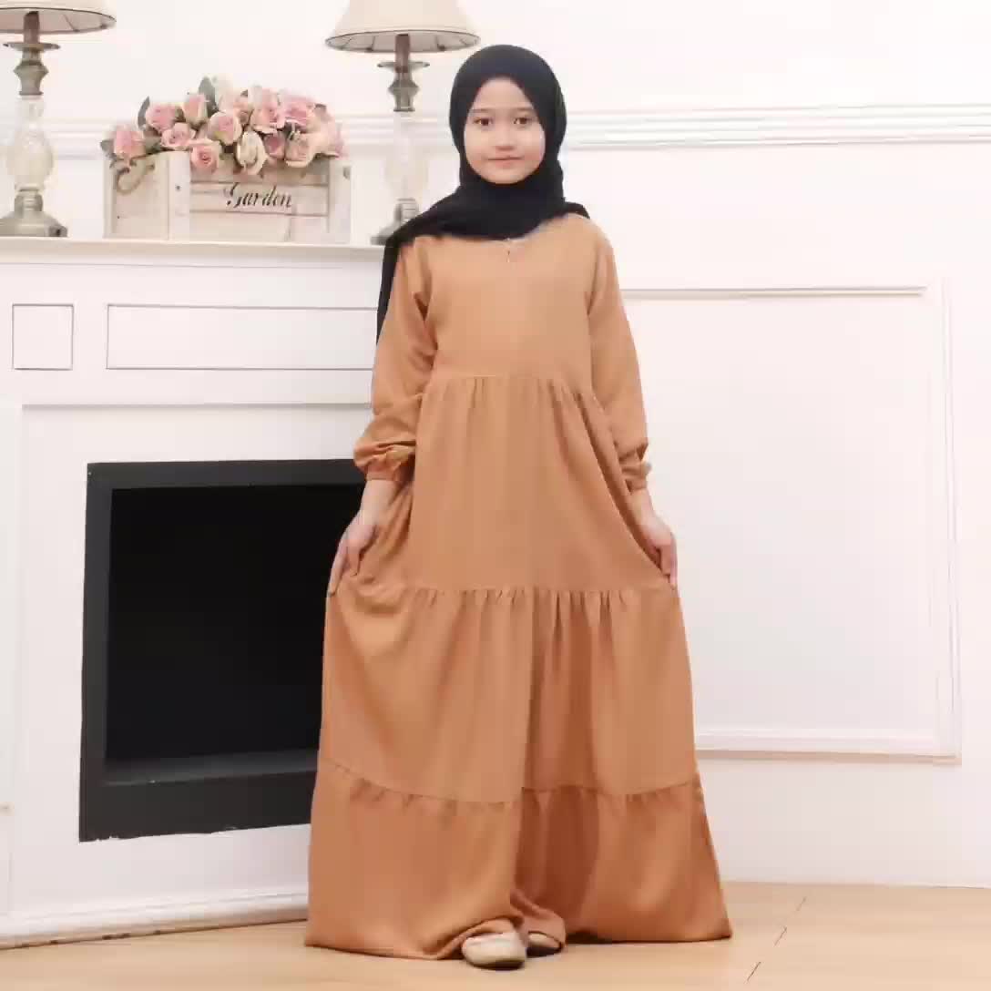 Gamis anak Usia 7 - 12 Tahun Katun Halus Polos / Dress Susun Anak Remaja Terbaru