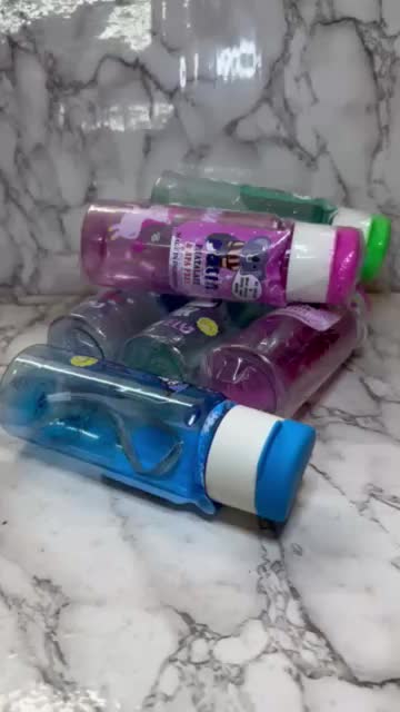 Botol Minum 350 ML Free Tali | Botol Ulang Tahun | Botol Air Minum Flip | Souvenir Bottles Water Kitchenware | Botol Karakter  Biru Hijau Pink