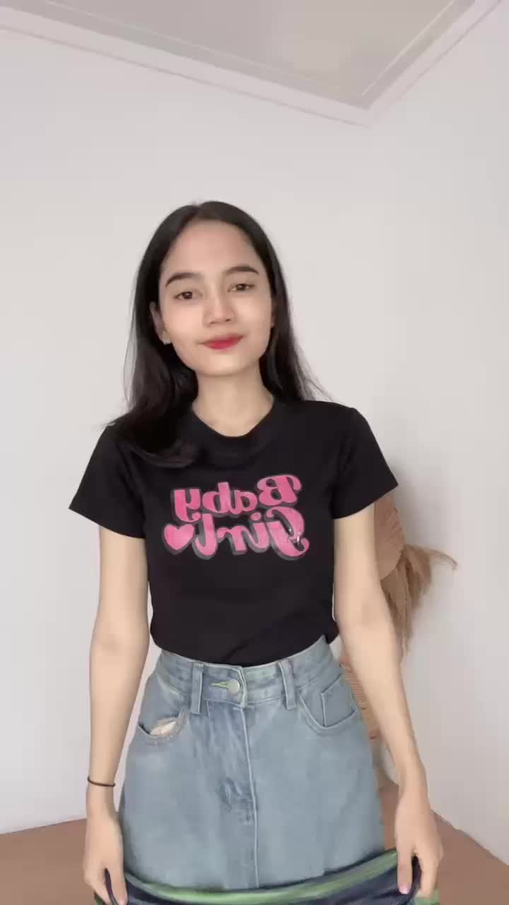 T-Shirt Oversize Lengan Panjang Garis Motif BELAH SAMPING