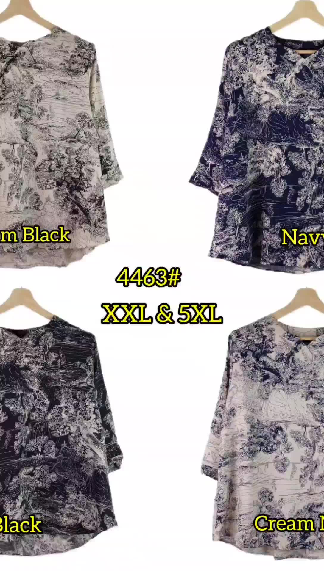 Atasan BLus BIG SIZE RAYON PREMIUM Terbaru Lengan 7/8 SUPER JUMBO XXXXXL LD 130 CM 5XL 4463# Baju Wanita Santai Oversize