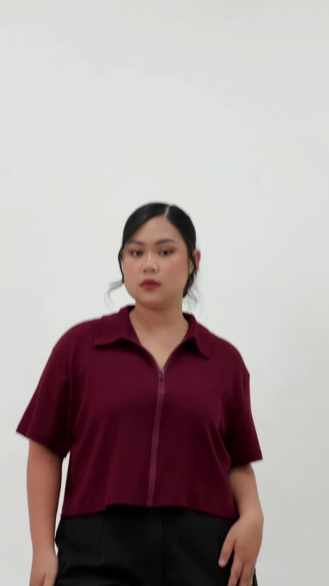 Bigins - Vay Top/Atasan Big Size Wanita/Baju Jumbo Wanita/Atasan Oversize Wanita/ Atasan Baju Crop/ Outer Basic Crop - JCT001