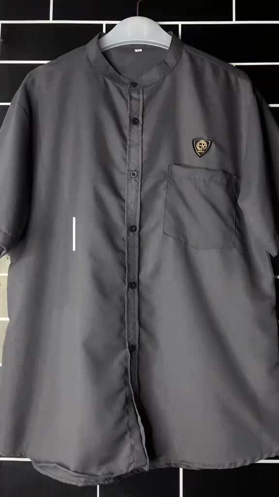 100 RIBU DAPAT 4 BAJU KOKO POLOS FULL KANCING KERAH SANGHAI katun muslim nyaman  pria  kurta  dewasa Panjang Pendek Hitam manis motif6