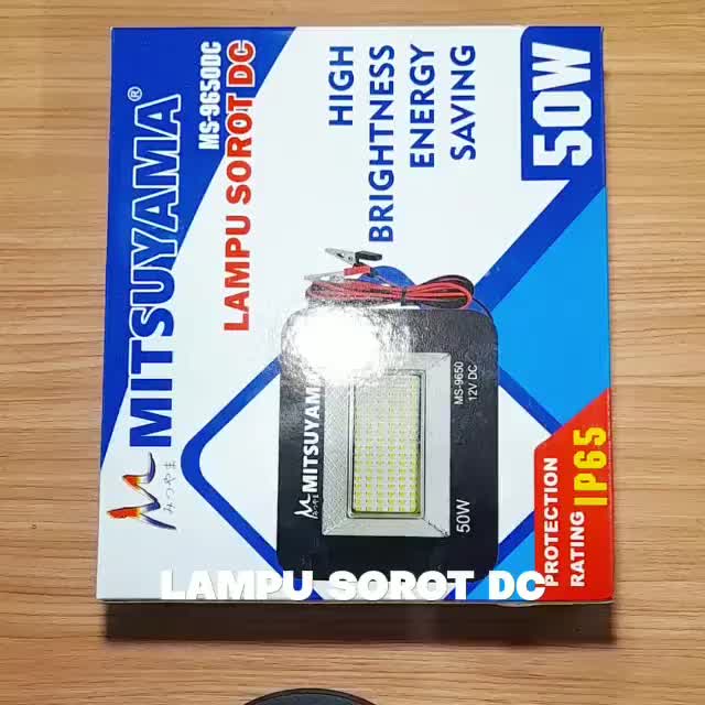 Lampu Sorot Aki DC 10 20 30 50 Watt Tembak 12V IP65 Mitsuyama MS-9620DC White Besi Kabel Putih bola  lampu