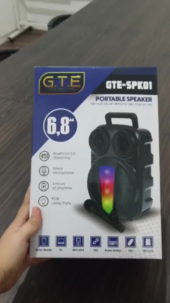 BI | [READY STOCK] Afiliasi Speaker Bluetooth Portable 6,8 inch GTE-SPK01 Plus Mic | Speaker Karaoke | Speaker