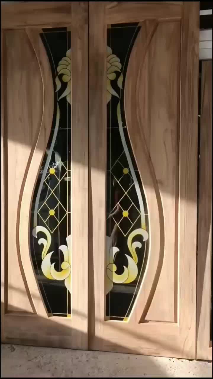 PINTU KUPU TARUNG KACA MOTIF / CENDELA KACA MOTIF Jati Kayu