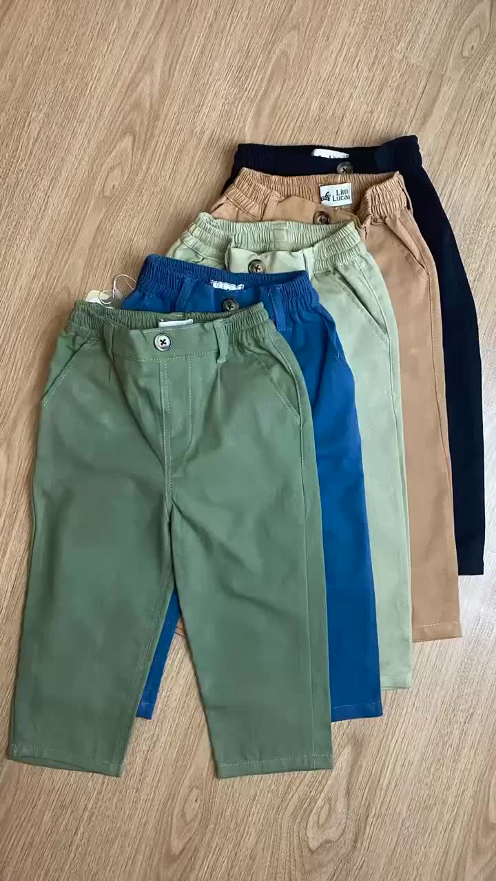 Little Lucas Celana Panjang Anak-Anak Chino Katun Pinggang Karet Pakaian Fashion 1 Tahun - 8 Tahun