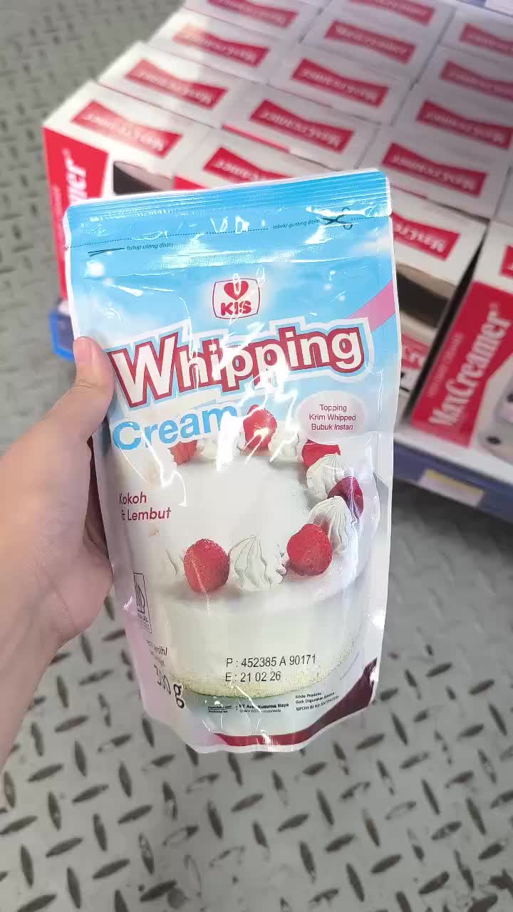 KIS Whipping Cream 300g gram Kemasan Pouch - whipping cream instan, Cocok untuk Kue & Minuman Baking Bubuk Dessert