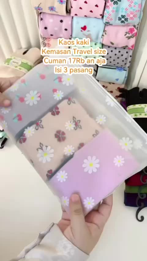 3pasang kaos kaki jempol motif ramdom kemasan Travel / Hampers  kaoskaki / kado kaus kaki nylon spandek panjang sebetis ukuran L premium Dewasa Muslim