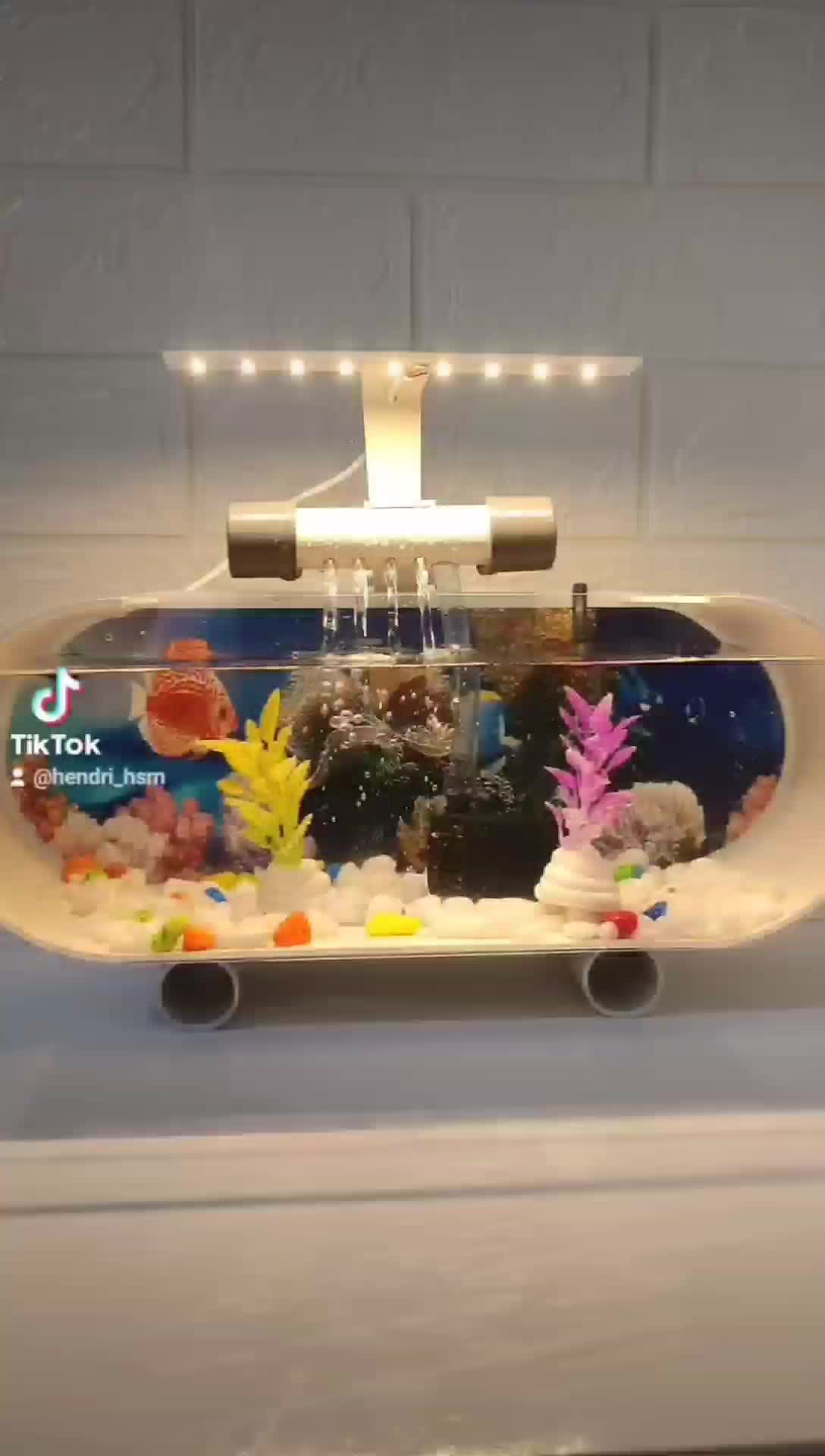 AQUARIUM/AKUARIUM MINI AKRILIK FULLSET POMPA FILTER, LAMPU LED DAN ACCESORIES
