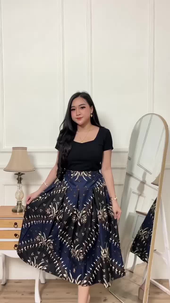 KERIS BIRU ROK PANJANG 7/8 BAHAN KATUN MAYUNG ADEM NYAMAN BAWAHAN WANITA DEWASA CEWEK MODEL MOTIF BATIK TERBARU