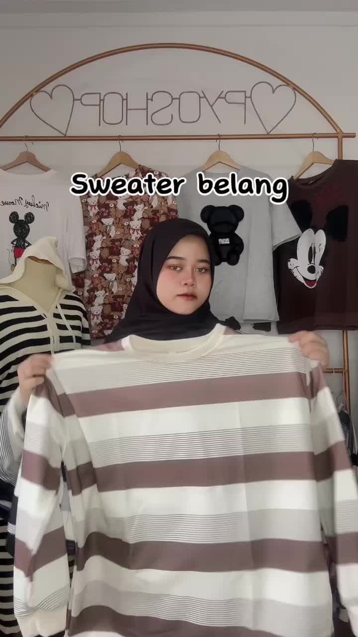 SWEATER Lengan Panjang Oversize Motif BELANG