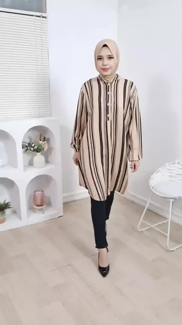 TN-01 Tunik Rayon Premium LD110 LD120 Allsize Atasan Wanita Shanghai Lengan Panjang Karet
