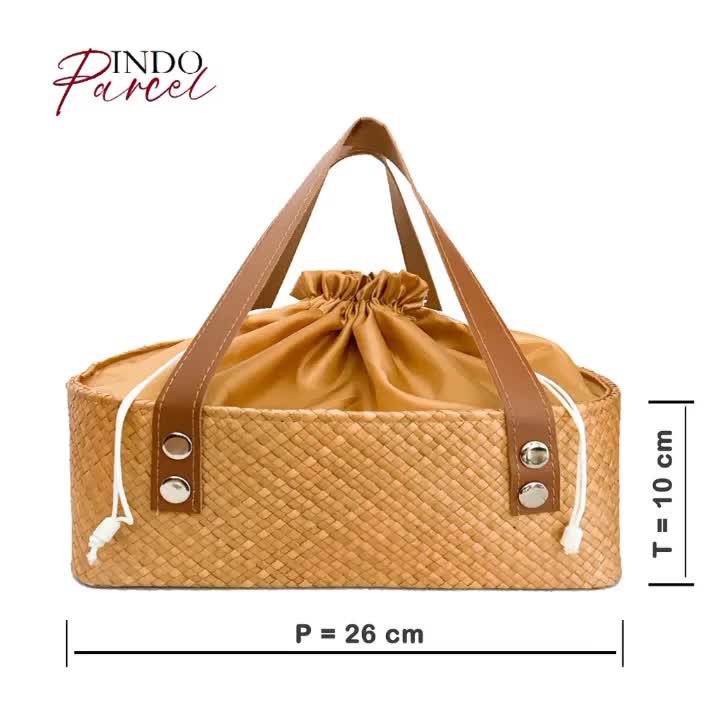 INDOPARCEL - Tas Keranjang Anyaman Tas Hampers Goodie Bag Tali Kulit