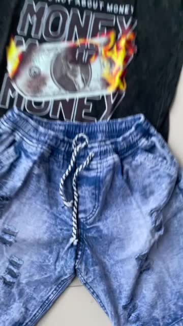 Setelan Kaos Celana Pria Dewasa Money - Celana Pria Pensek Jeans Denim Motif Sobek - Pendek, Distro, Polos, Sablon, Hitam, Panjang, Cowok, Katun
