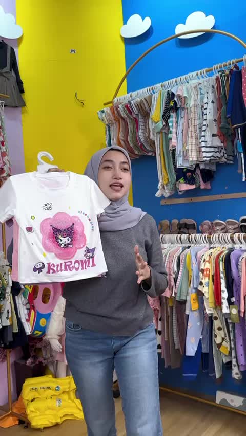 TSHIRT ANAK PEREMPUAN KUROMI CINNAMOROLL SEQUIN FLIP Cantik Kaos Fashion