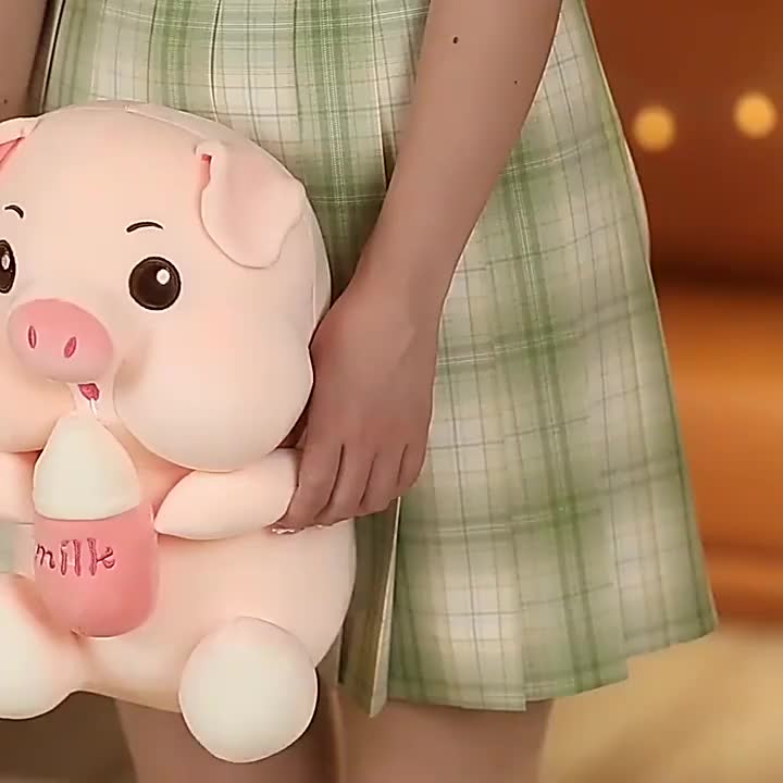 Boneka Baby Piggy Dot Bottle Plush Hewan Babi Lucu Mainan Anak 30cm Halus Lembut Toys Dolls