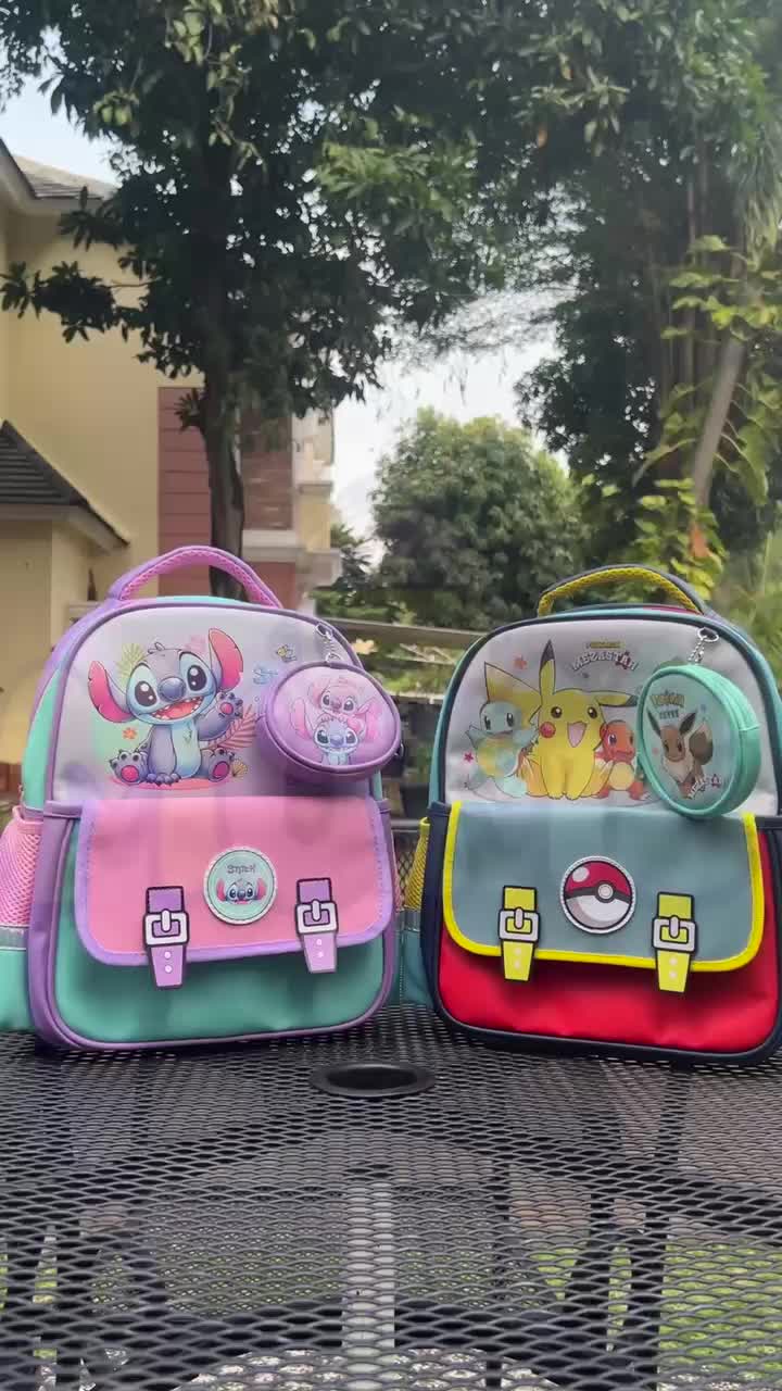 MUMU | Tas Anak Sekolah PREMIUM – Stitch, Pokemon (PAUD/TK)